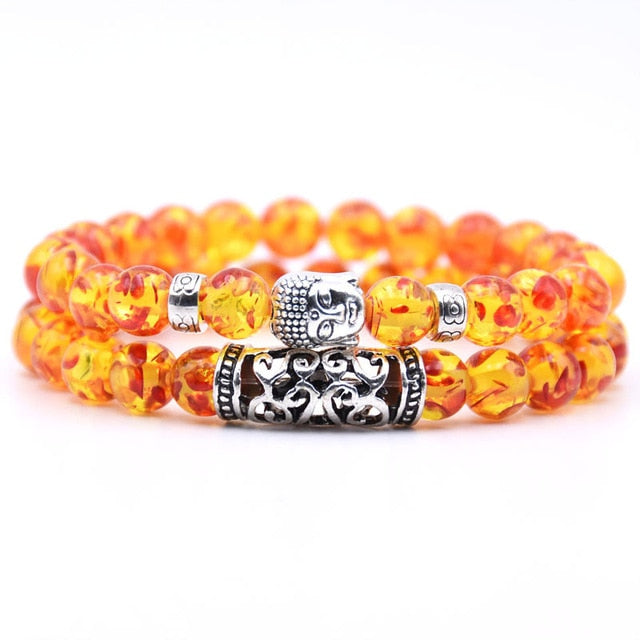 2pcs set  Black Lava Stone Prayer Beads Buddha Men Bead Bracelet Beaded Bracelets for Women and Mens Pulseras Masculina