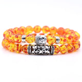 2pcs set  Black Lava Stone Prayer Beads Buddha Men Bead Bracelet Beaded Bracelets for Women and Mens Pulseras Masculina