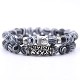 2pcs set  Black Lava Stone Prayer Beads Buddha Men Bead Bracelet Beaded Bracelets for Women and Mens Pulseras Masculina
