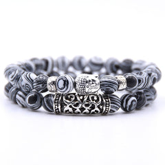 2pcs set  Black Lava Stone Prayer Beads Buddha Men Bead Bracelet Beaded Bracelets for Women and Mens Pulseras Masculina