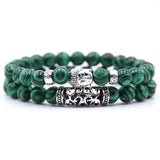 2pcs set  Black Lava Stone Prayer Beads Buddha Men Bead Bracelet Beaded Bracelets for Women and Mens Pulseras Masculina