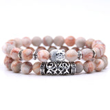 2pcs set  Black Lava Stone Prayer Beads Buddha Men Bead Bracelet Beaded Bracelets for Women and Mens Pulseras Masculina