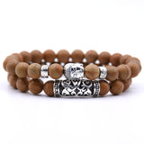 2pcs set  Black Lava Stone Prayer Beads Buddha Men Bead Bracelet Beaded Bracelets for Women and Mens Pulseras Masculina