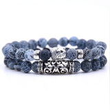 2pcs set  Black Lava Stone Prayer Beads Buddha Men Bead Bracelet Beaded Bracelets for Women and Mens Pulseras Masculina