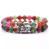 2pcs set  Black Lava Stone Prayer Beads Buddha Men Bead Bracelet Beaded Bracelets for Women and Mens Pulseras Masculina