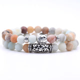 2pcs set  Black Lava Stone Prayer Beads Buddha Men Bead Bracelet Beaded Bracelets for Women and Mens Pulseras Masculina