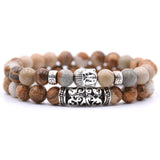 2pcs set  Black Lava Stone Prayer Beads Buddha Men Bead Bracelet Beaded Bracelets for Women and Mens Pulseras Masculina