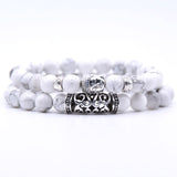 2pcs set  Black Lava Stone Prayer Beads Buddha Men Bead Bracelet Beaded Bracelets for Women and Mens Pulseras Masculina